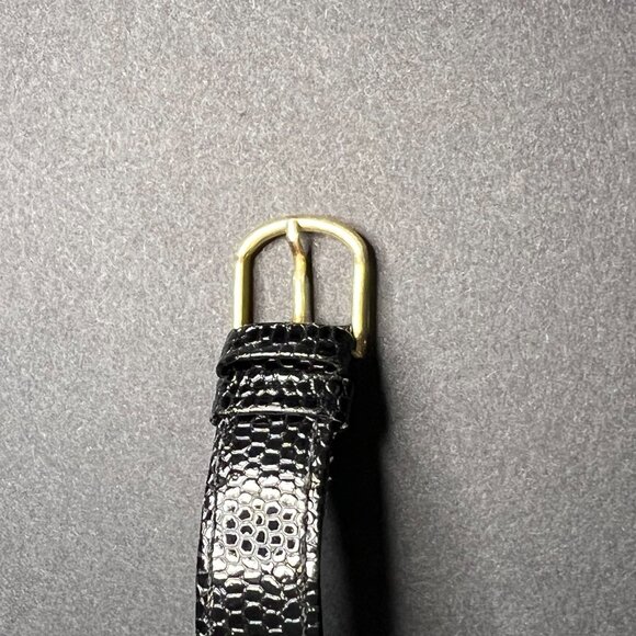 Vintage Disney Mickey Mouse Quartz Gold Case & Black Leather Band Wrist Watch - Picture 4 of 6